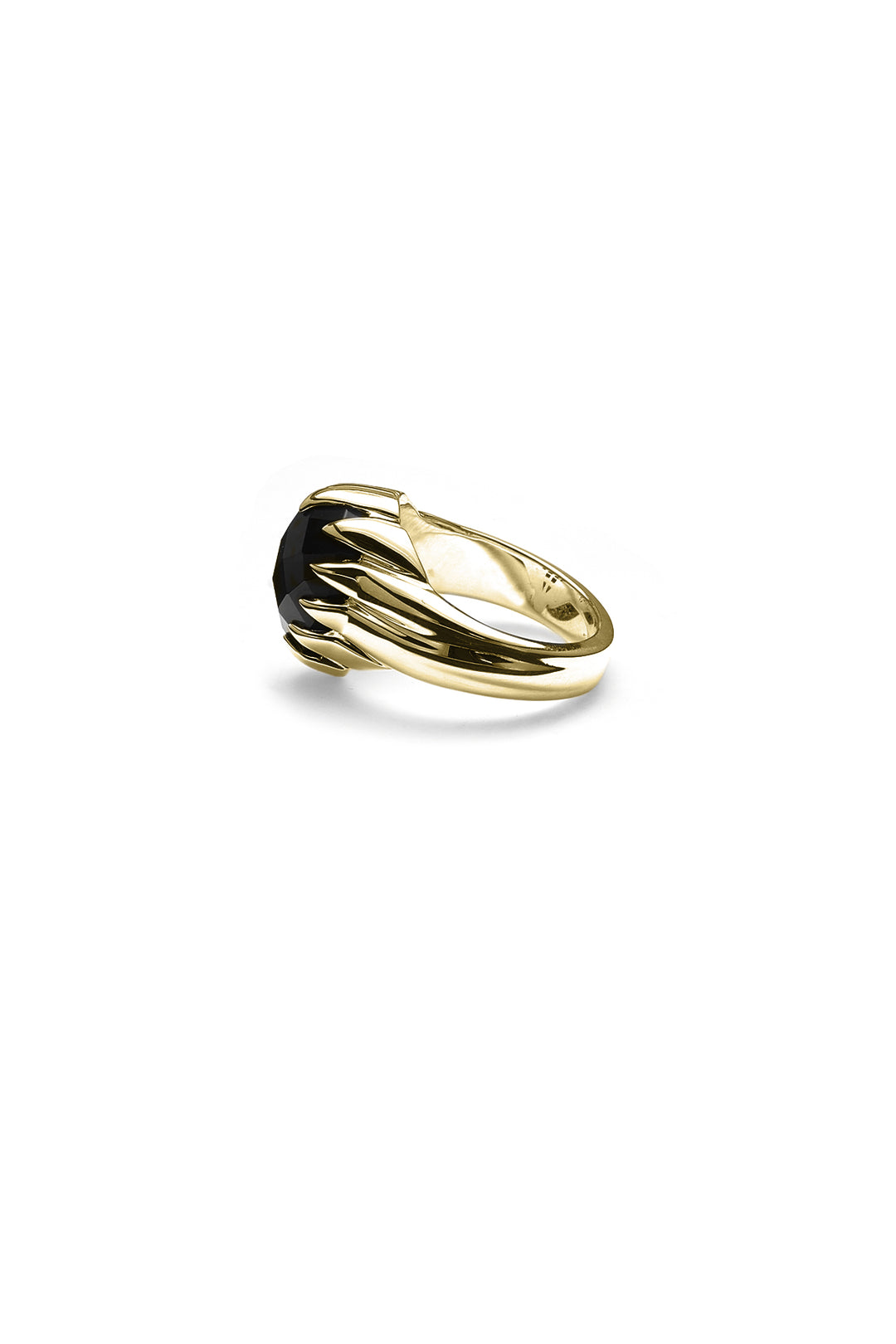 LOVE CLAW TEARDROP RING ONYX GOLD PLATED