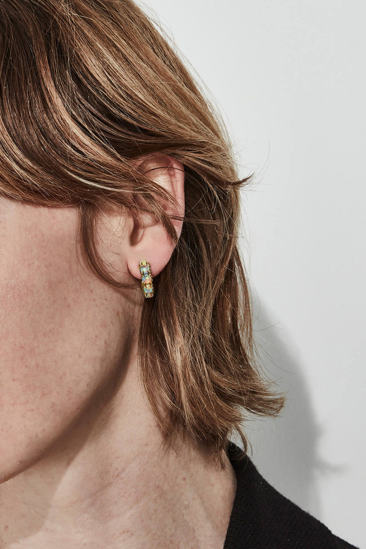 HALO CLUSTER EARRINGS BELLO OPAL - GOLD PLATED