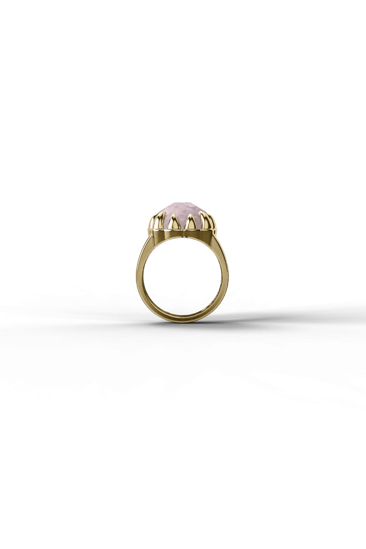 CLAW RING ROSE QUARTZ - GOLD PLATED