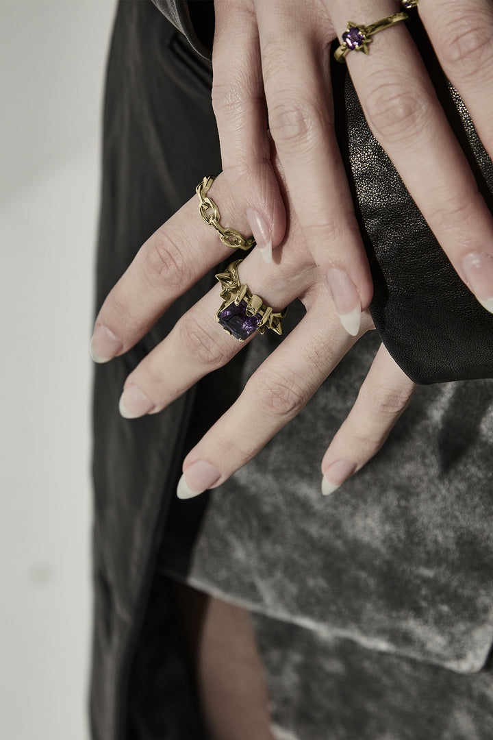 FACET CHAIN RING - GOLD PLATED