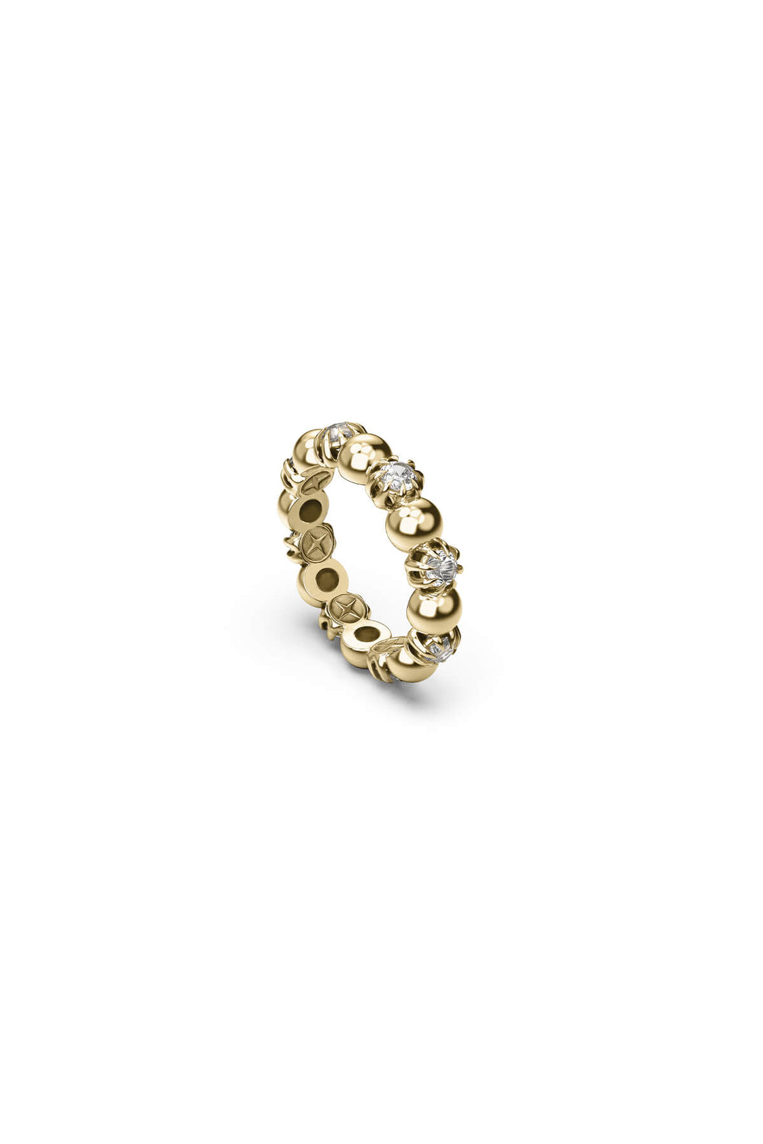 MIXED ORB STACKER RING - GOLD PLATED
