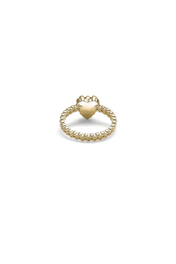 MINI CLAW RING - GOLD PLATED ONYX