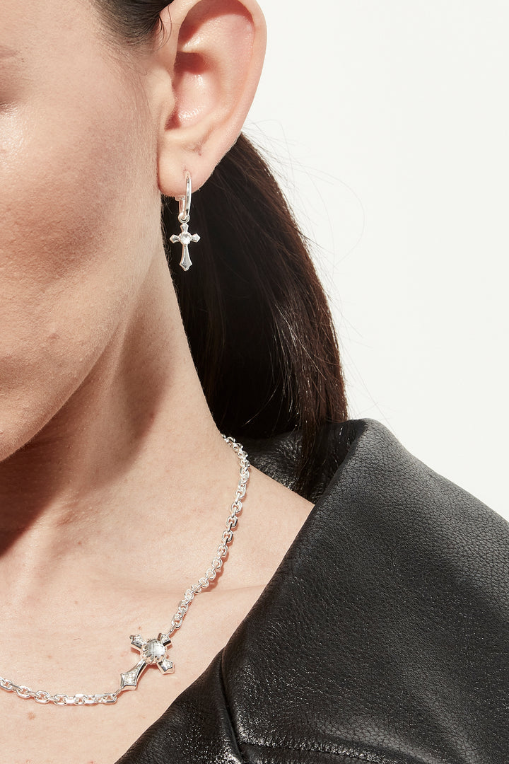 GOTHIC SIDE CROSS ANCHOR EARRINGS