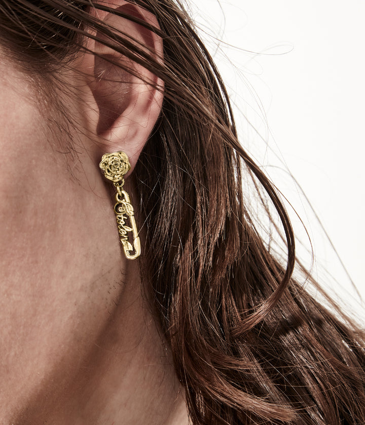 ROSE PIN EARRINGS - GOLD PLATED