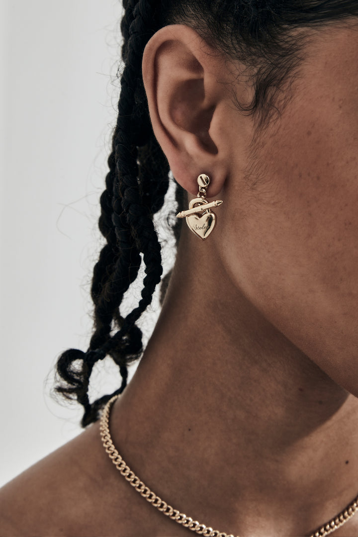 LOVE LOCKET FOB EARRINGS GOLD PLATED