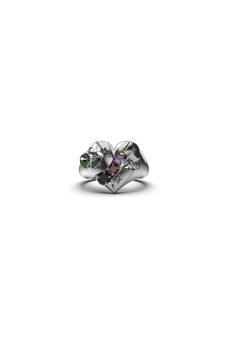 DECONSTRUCTED HEART SIGNET RING