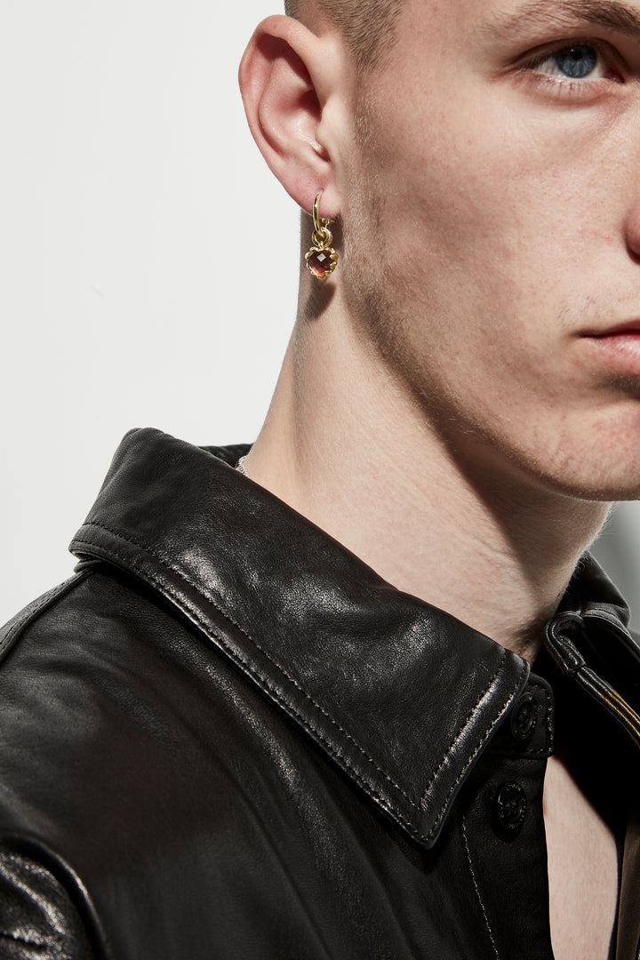 LOVE ANCHOR EARRINGS CITRINE - GOLD PLATED