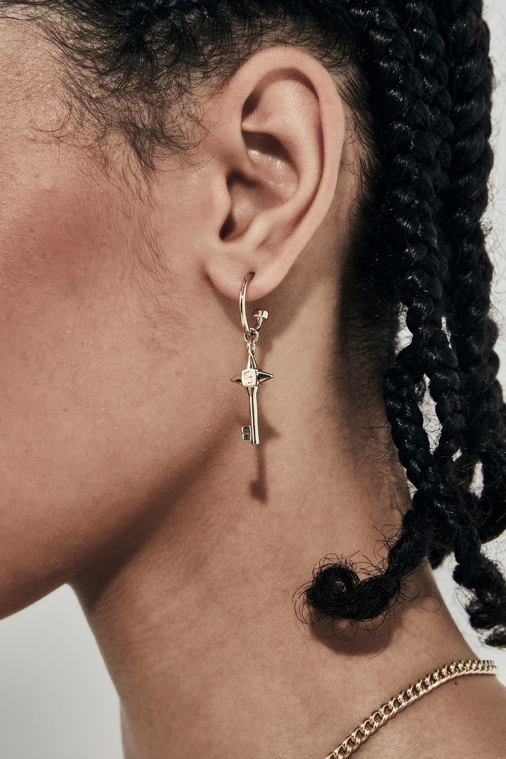 LOVE KEY ANCHOR EARRINGS GOLD PLATED