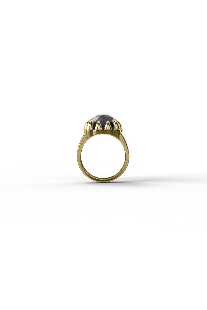 ORIGINAL SETTING - CLAW RING ONYX - 18K GOLD VERMEIL