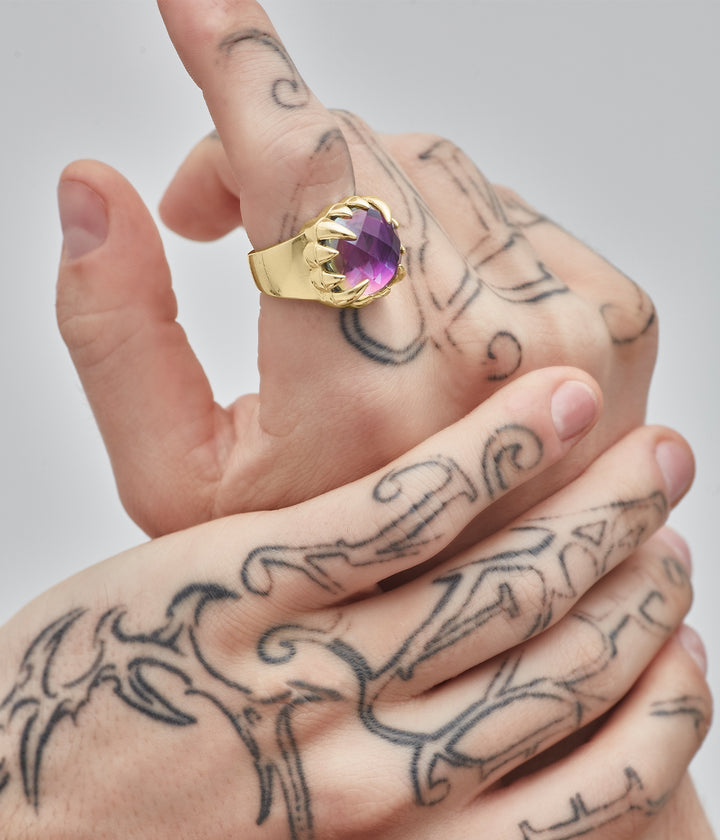CLAW RING MYSTIC QUARTZ - GOLD VERMEIL
