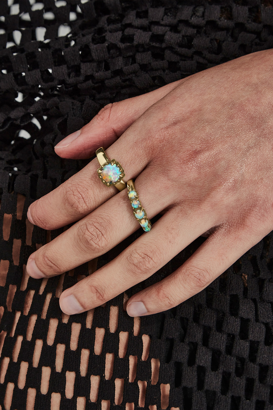 BABY CLAW RING BELLO OPAL - GOLD PLATED