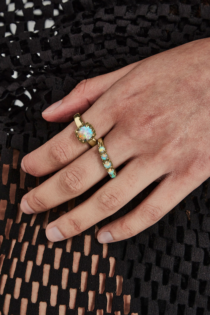 BABY CLAW RING BELLO OPAL - GOLD PLATED
