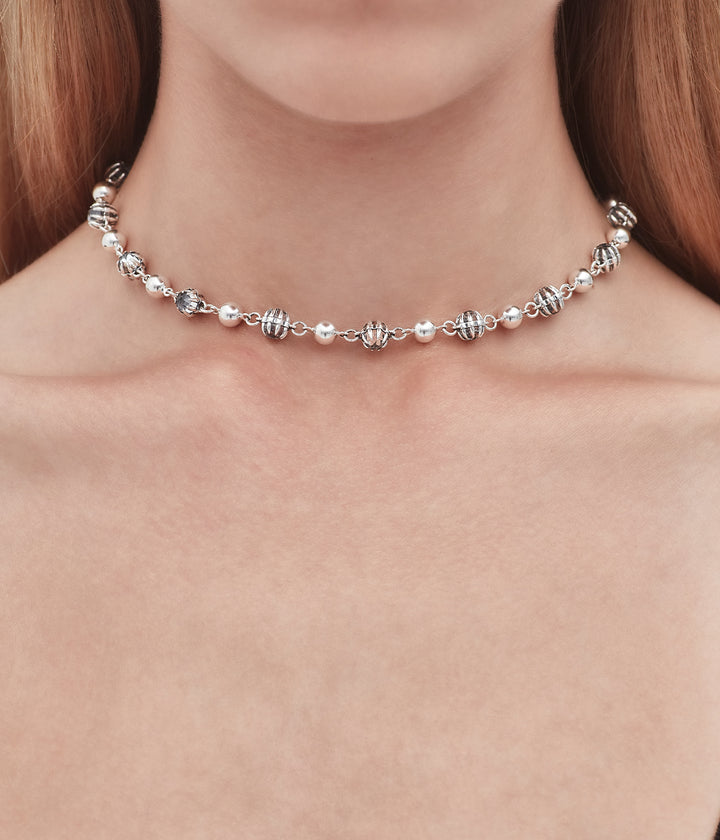 DARKNESS AND LIGHT BALL CHAIN NECKLACE