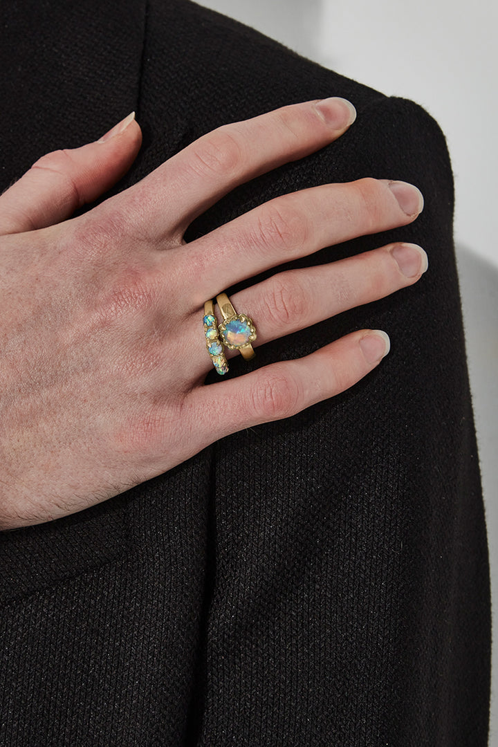 HALO CLUSTER RING BELLO OPAL - GOLD PLATED