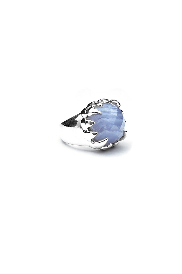 CLAW RING BLUE LACE AGATE