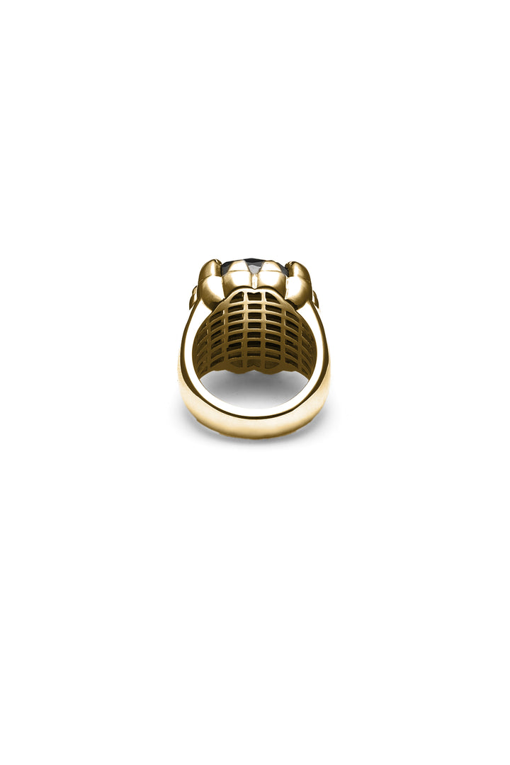 CLAW RING ONYX  - GOLD PLATED