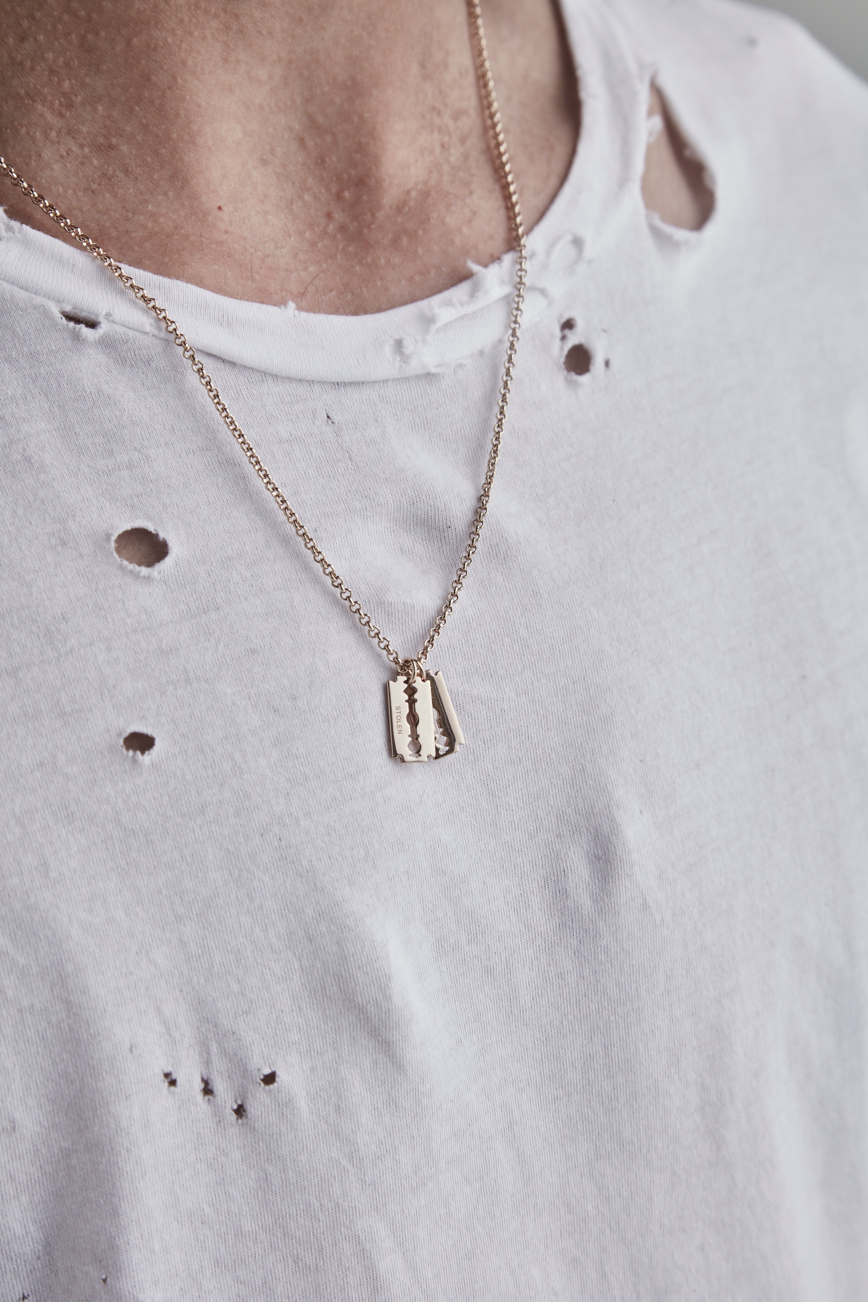 STOLEN RAZOR NECKLACE - GOLD PLATED – Stolen Girlfriends Club