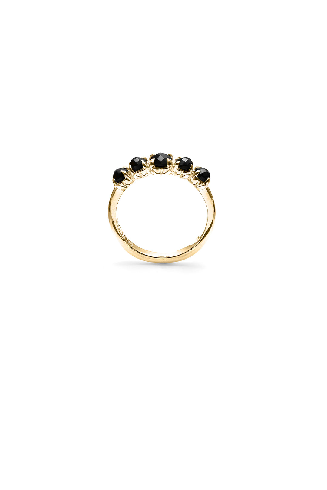 HALO CLUSTER RING - ONYX / GOLD PLATED