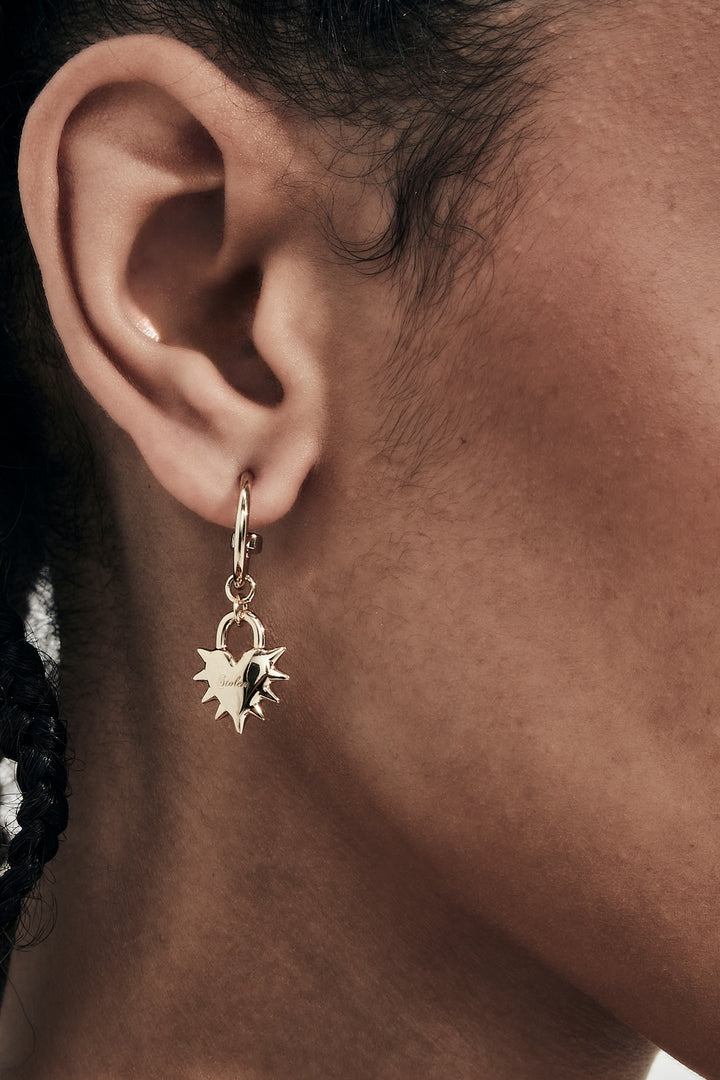 LOVE LOCKET ANCHOR EARRINGS GOLD PLATED