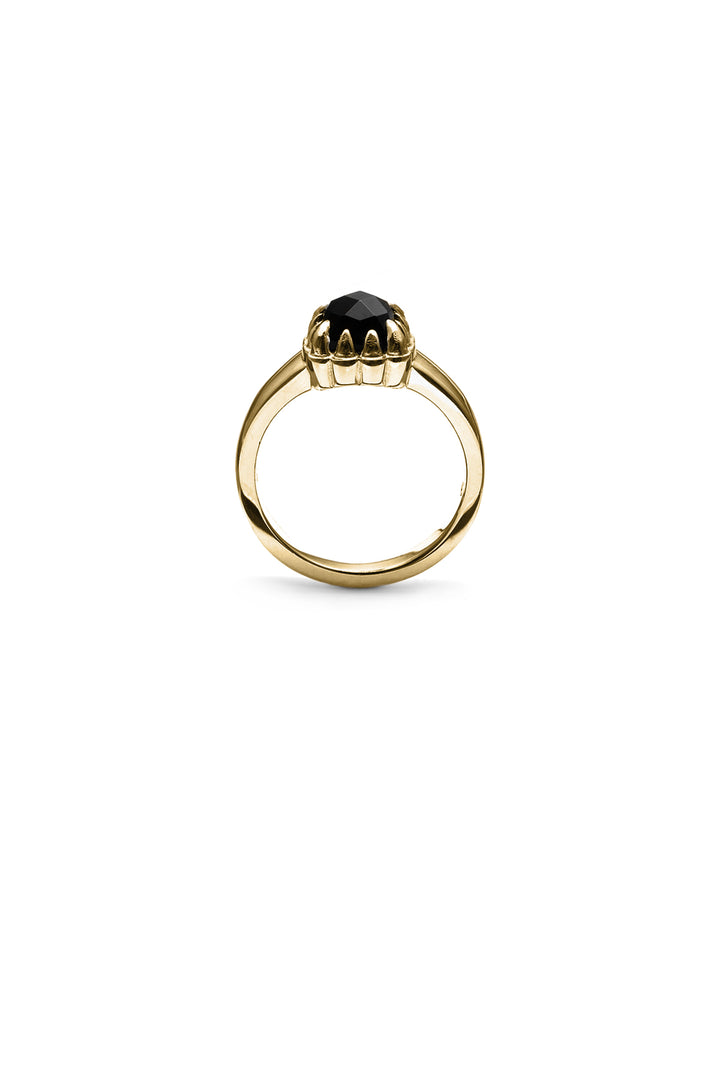 BABY CLAW RING ONYX - GOLD PLATED