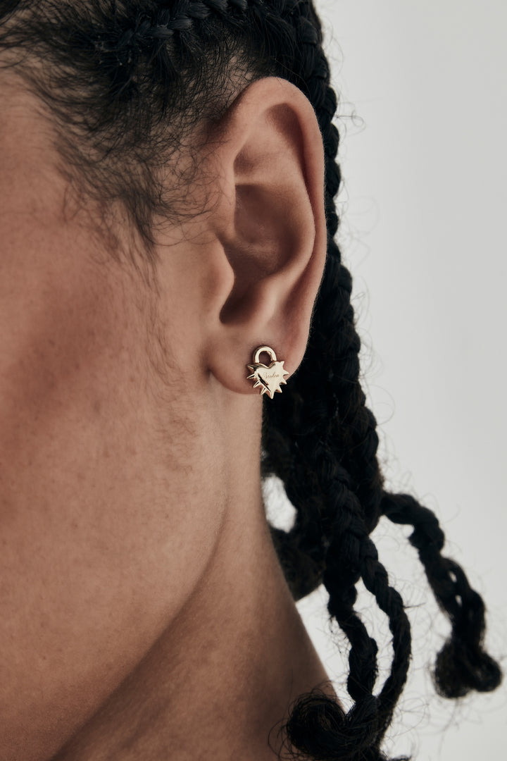 LOVE LOCKET STUD EARRINGS GOLD PLATED