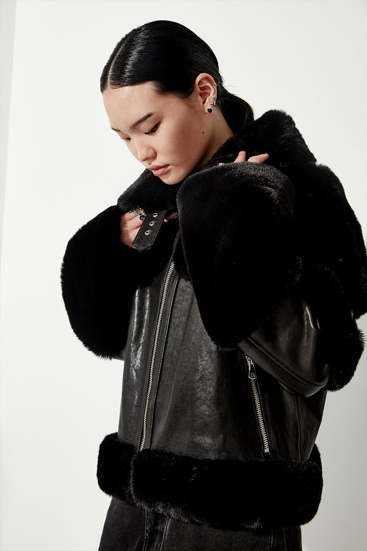 MOTO QUEEN SHEARLING JACKET