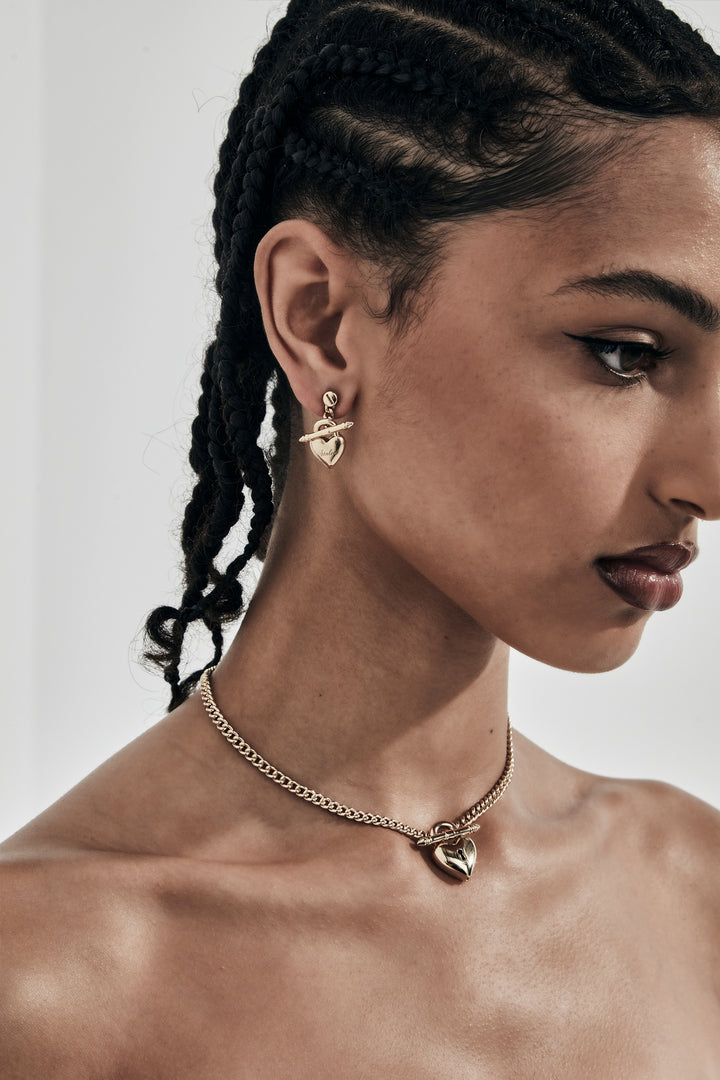 LOVE LOCKET FOB EARRINGS GOLD PLATED