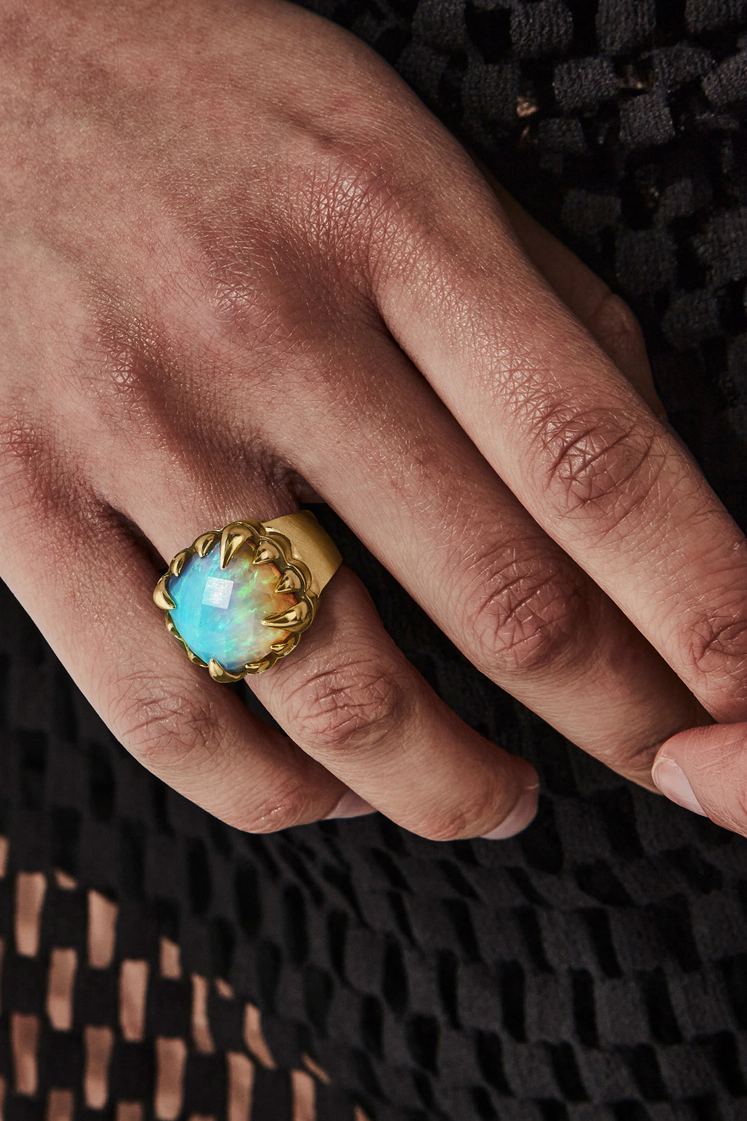 CLAW RING BELLO OPAL - GOLD PLATED