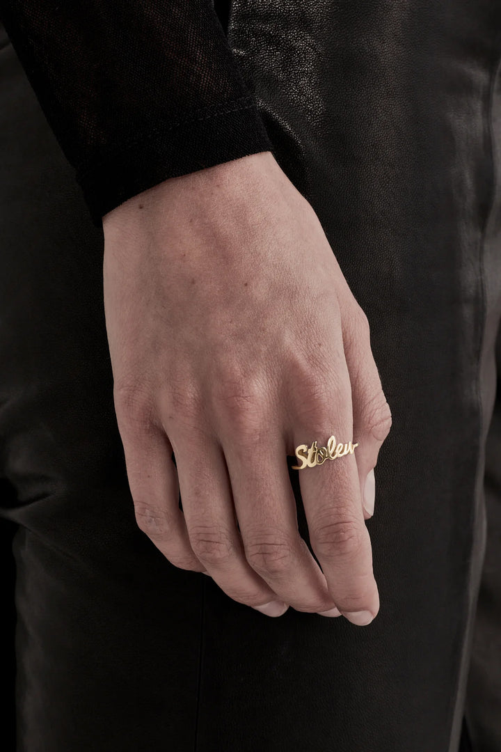 STOLEN SCRIPT RING - GOLD PLATED