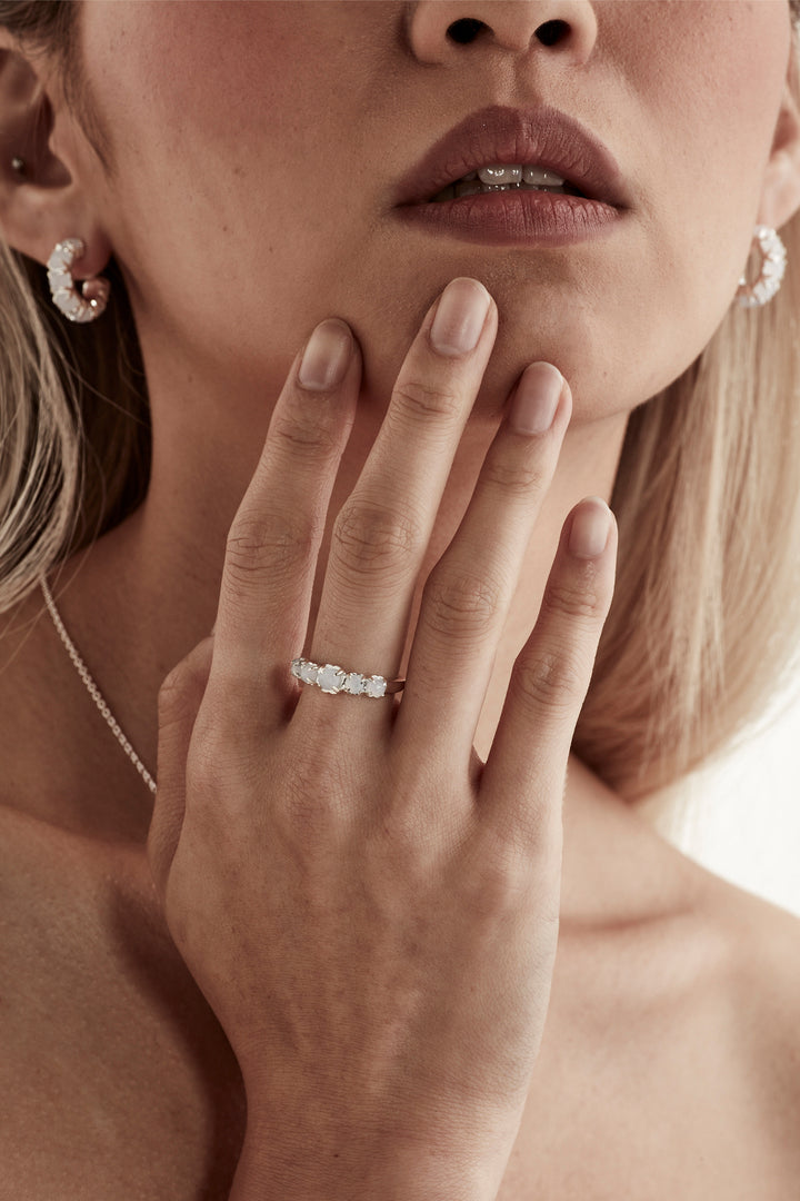 HALO CLUSTER RING BLUE LACE AGATE