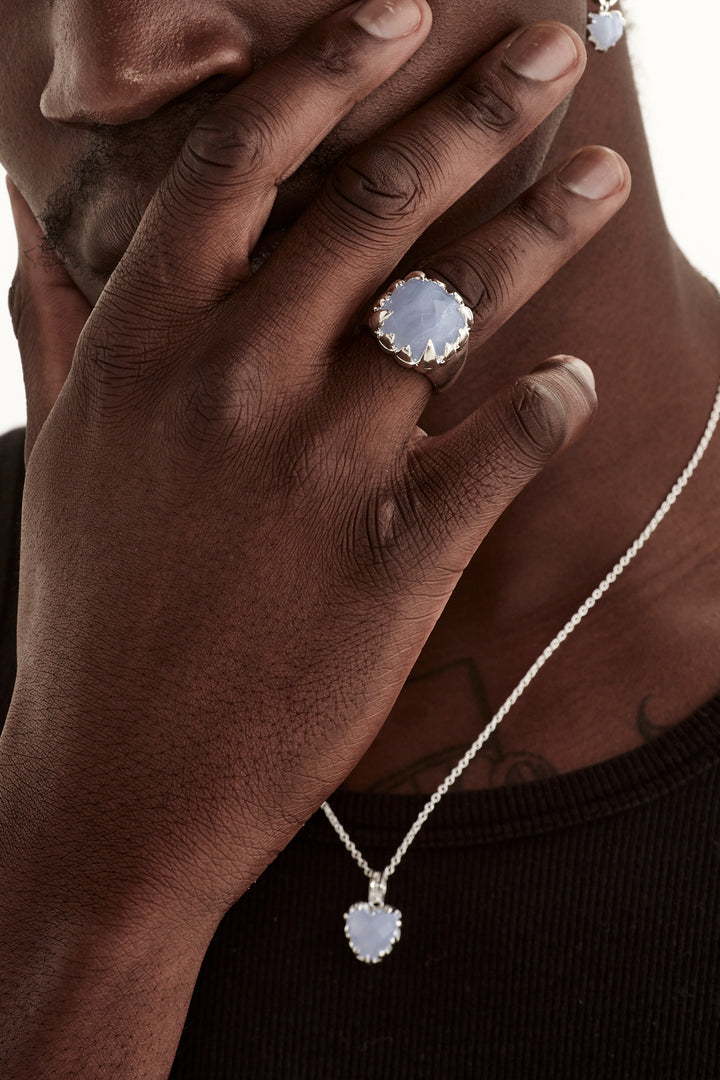 CLAW RING BLUE LACE AGATE