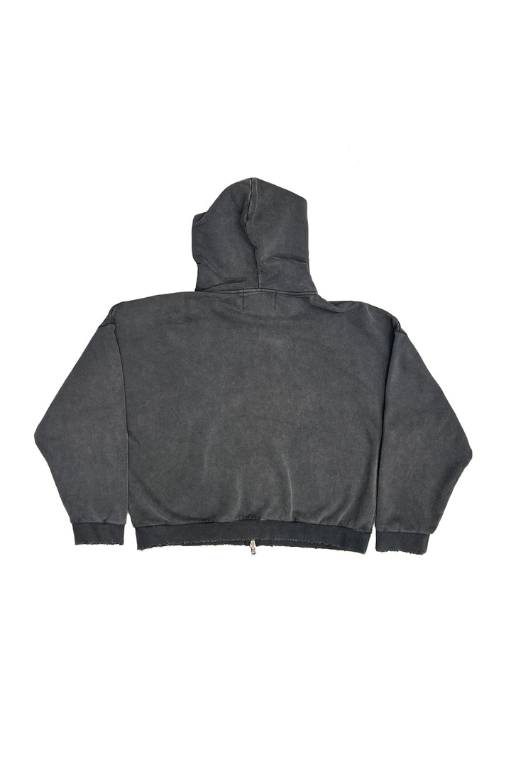 DISTRESSED ZIP HOOD