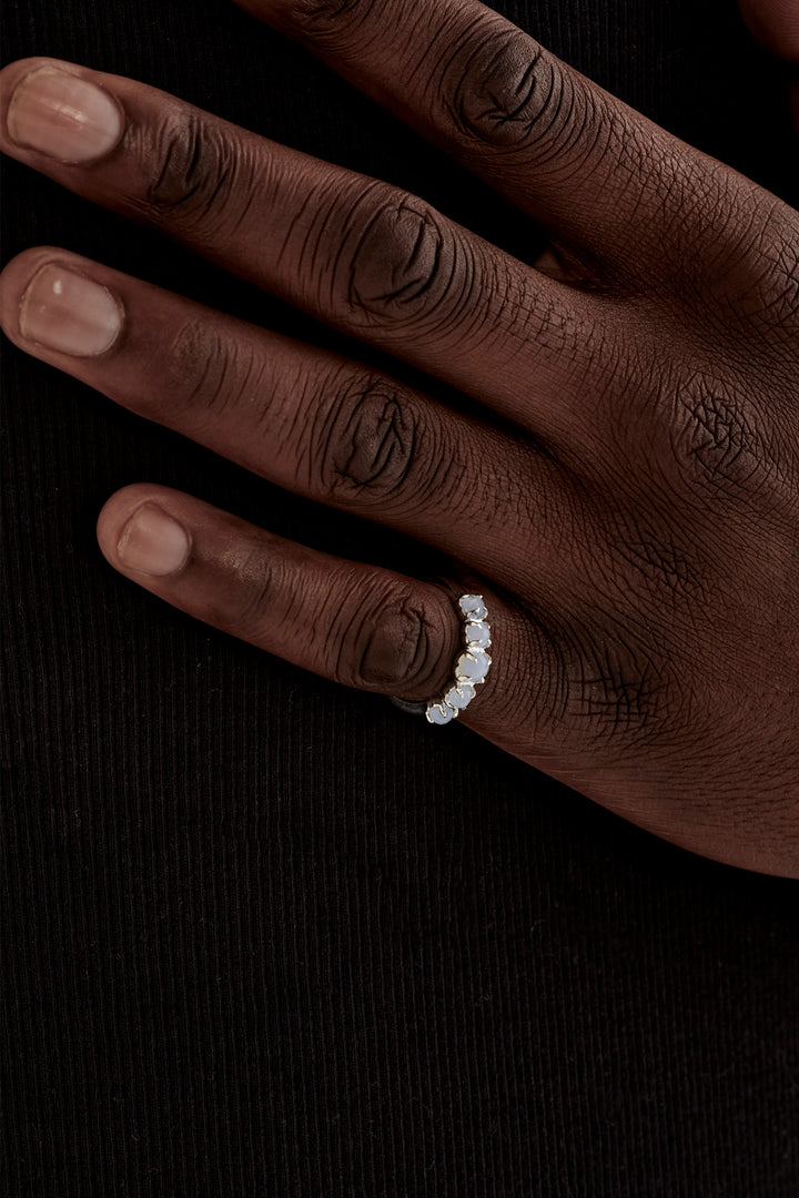 HALO CLUSTER RING BLUE LACE AGATE