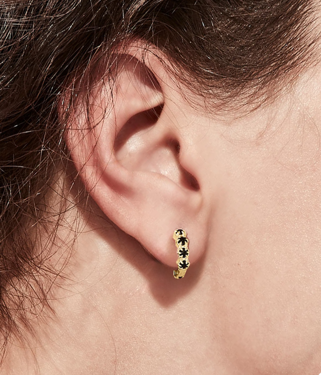 HALO CLUSTER HUGGIE - GOLD PLATED -SINGLE