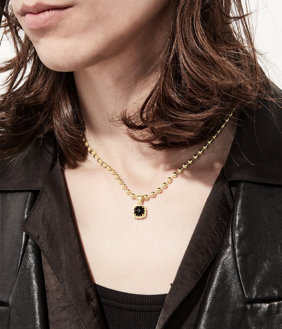 BABY CLAW NECKLACE ONYX - GOLD PLATED