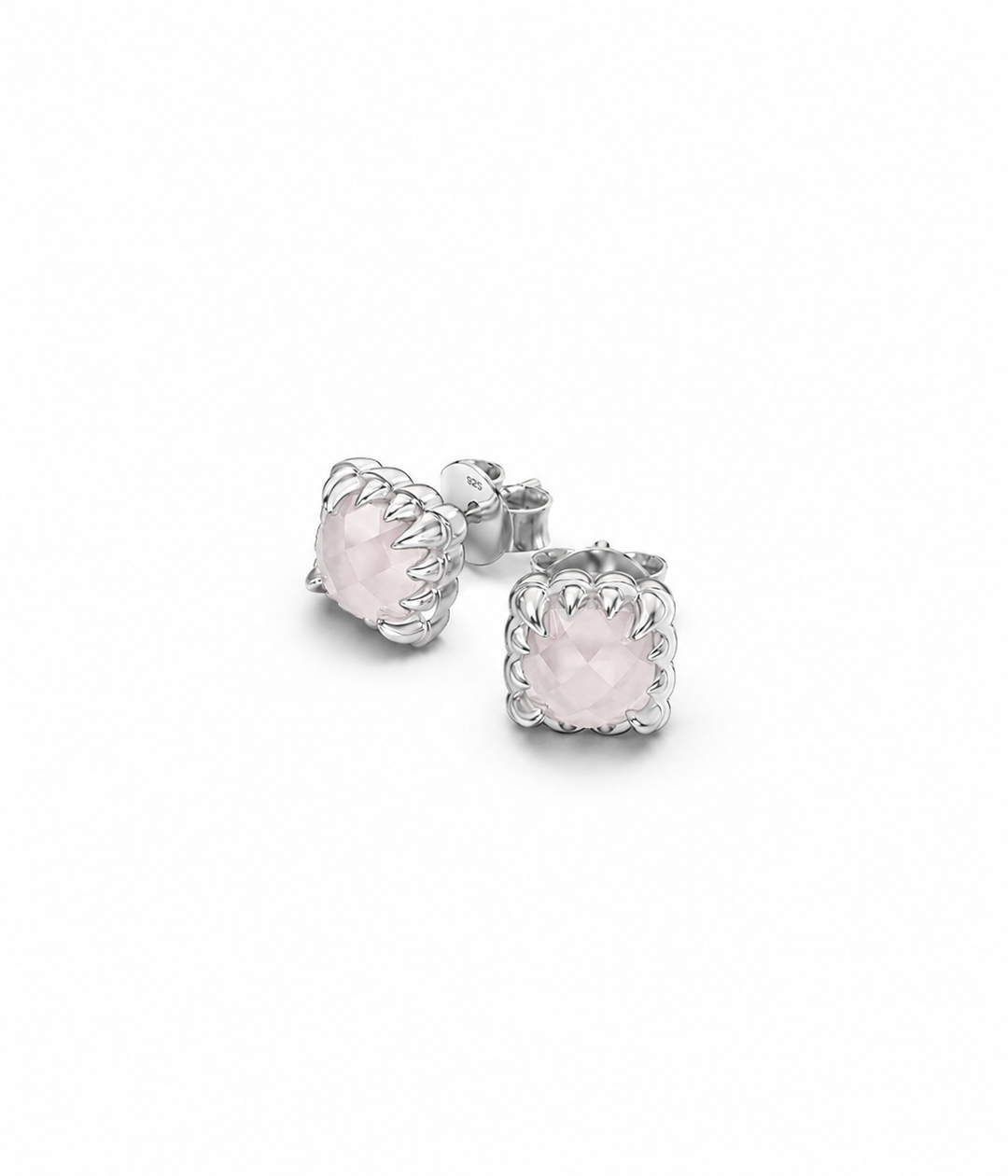 BABY CLAW STUDS - ROSE QUARTZ