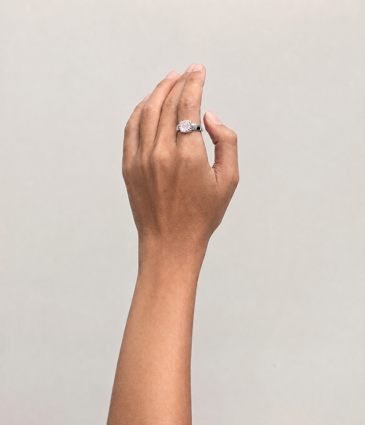 BABY CLAW RING ROSE QUARTZ