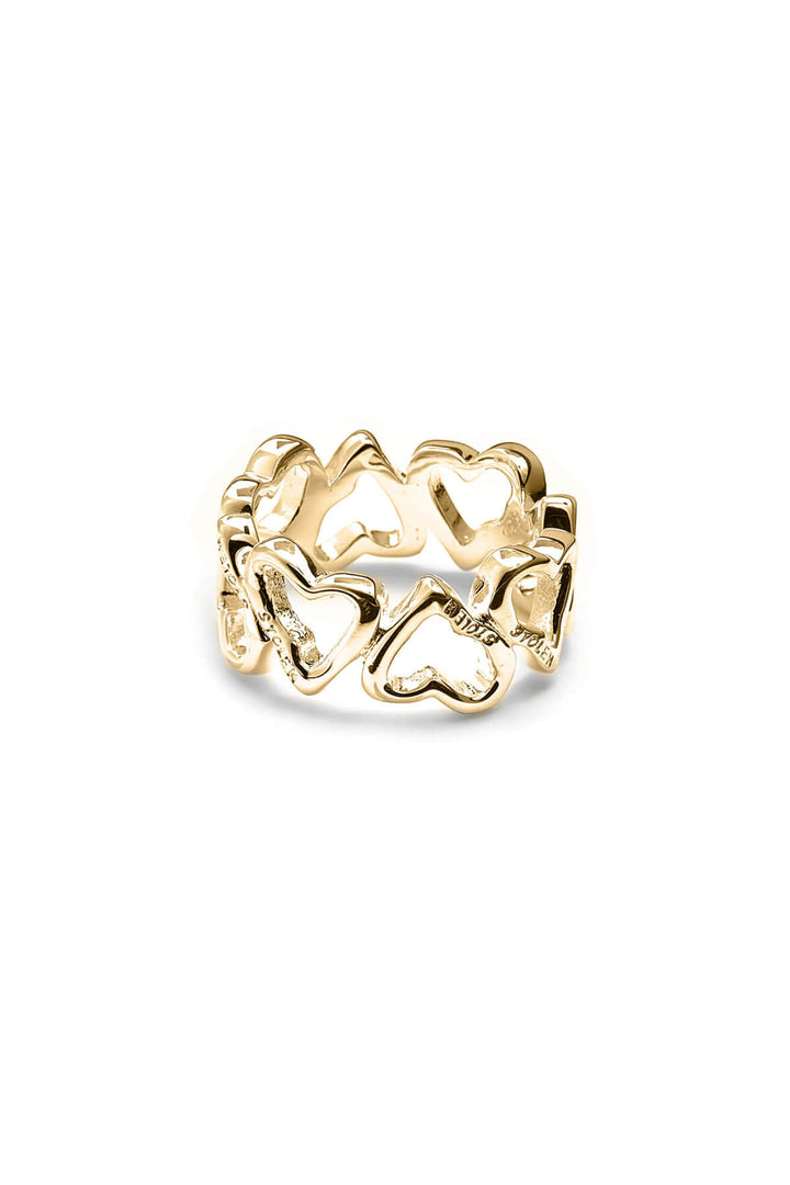 BAND OF MELTED HEARTS RING GOLD PLATED