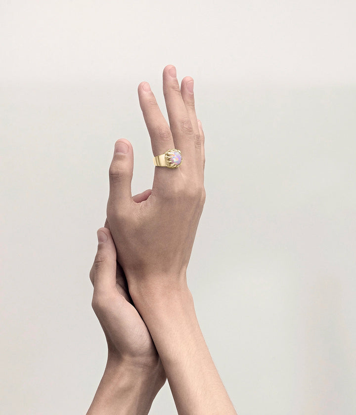CLAW RING - PINK BELLO OPAL - 18K GOLD VERMEIL
