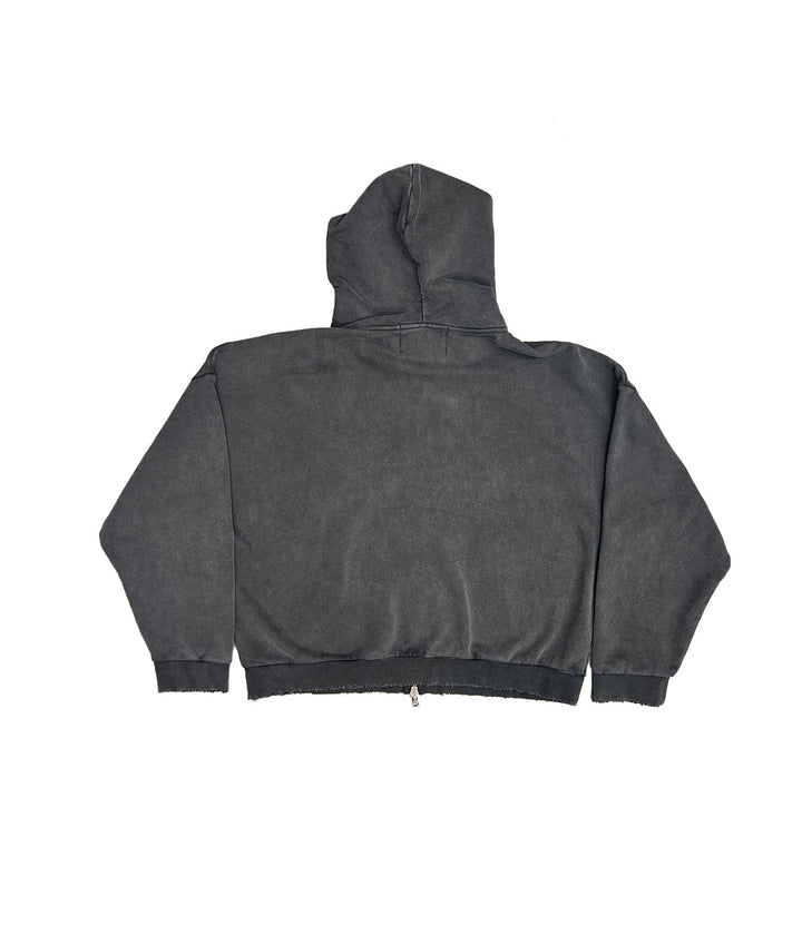 DISTRESSED ZIP HOOD