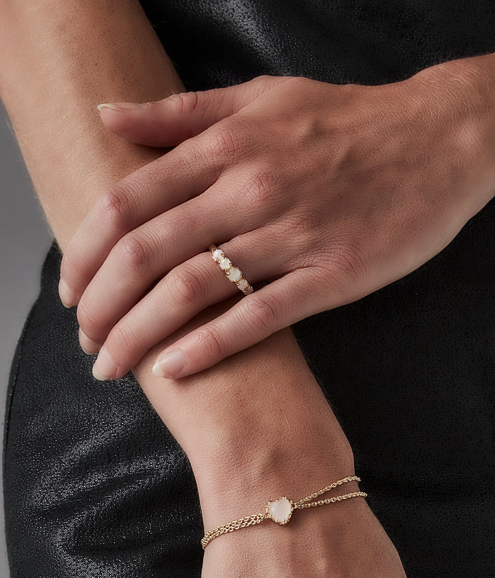 HALO CLUSTER RING ROSE QUARTZ - GOLD VERMEIL