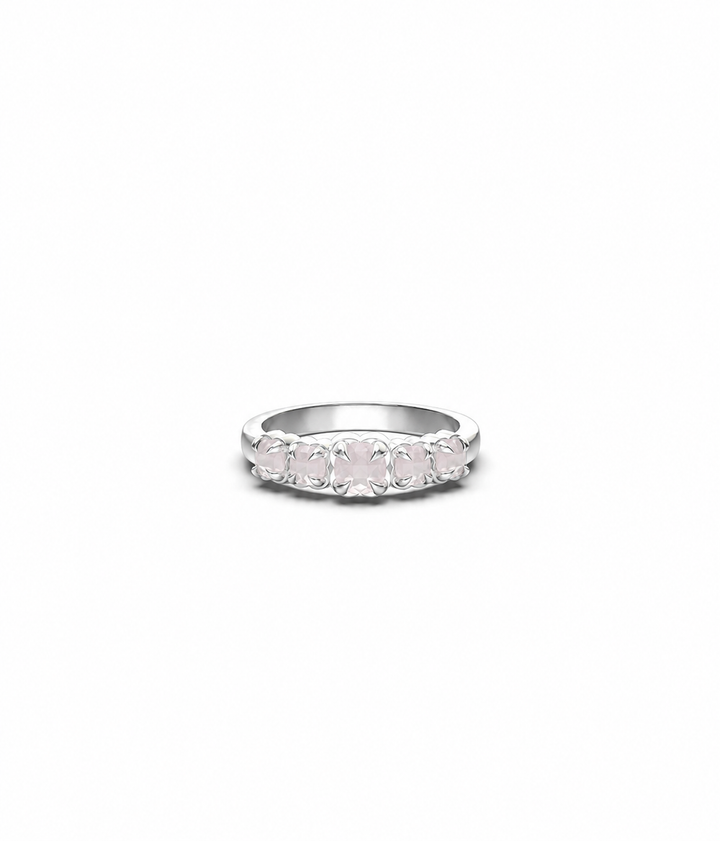 HALO CLUSTER RING ROSE QUARTZ