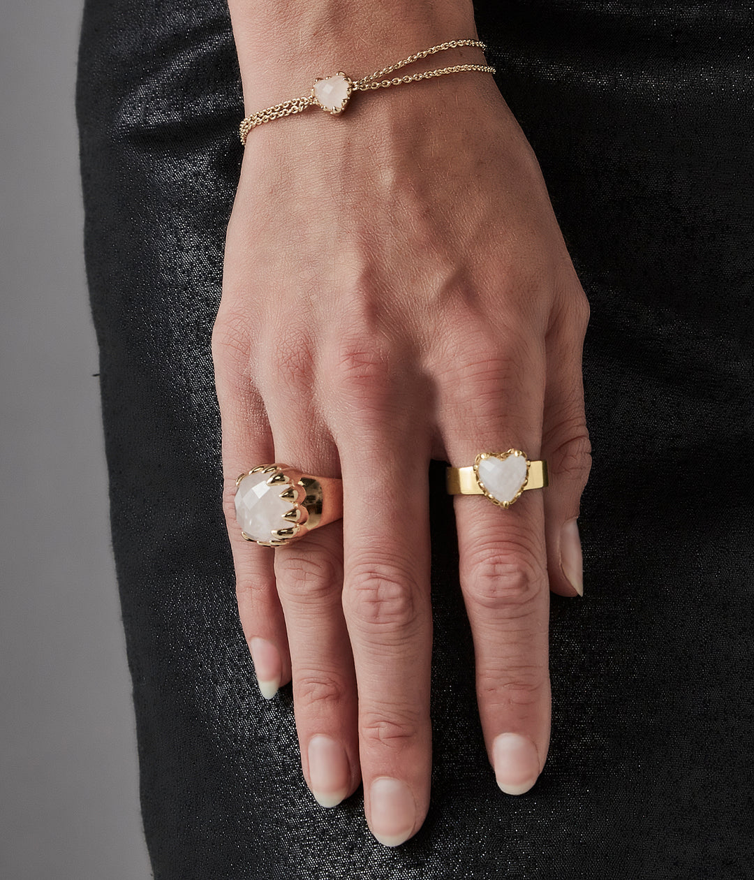 CLAW RING ROSE QUARTZ - GOLD PLATED