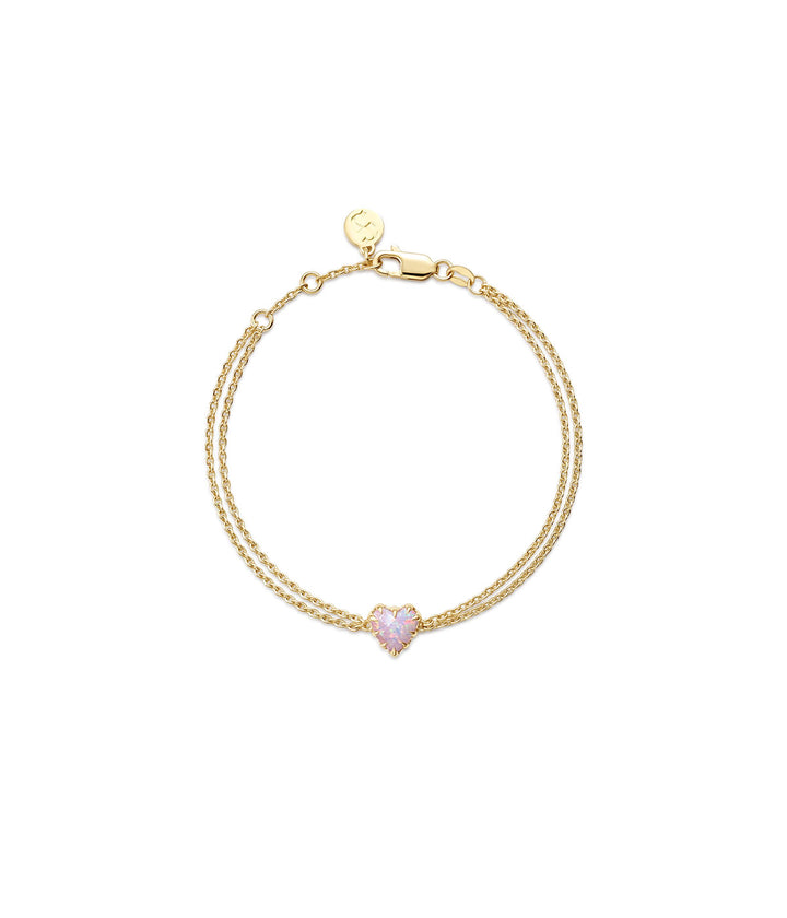 LOVE CLAW BRACELET - PINK BELLO OPAL - 18K  GOLD PLATED