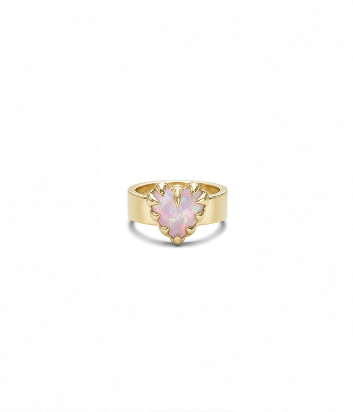 LOVE CLAW RING - PINK BELLO OPAL - 18K GOLD VERMEIL
