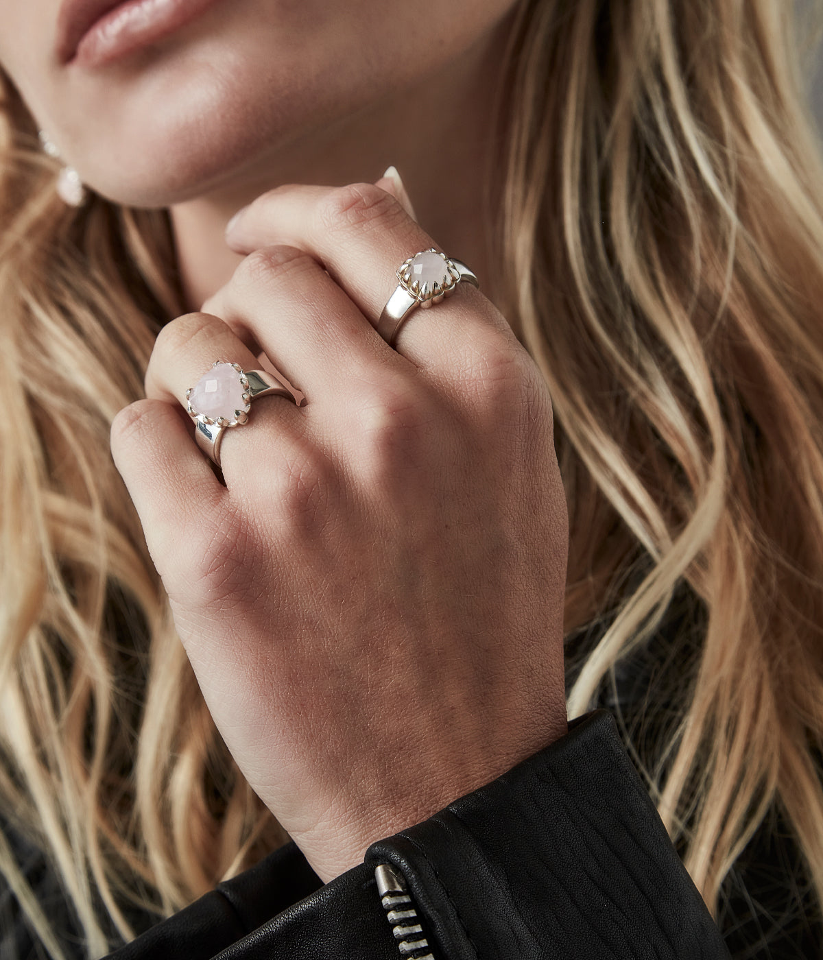Stolen Girlfriends Club | LOVE CLAW HEART RING ROSE QUARTZ & SILVER