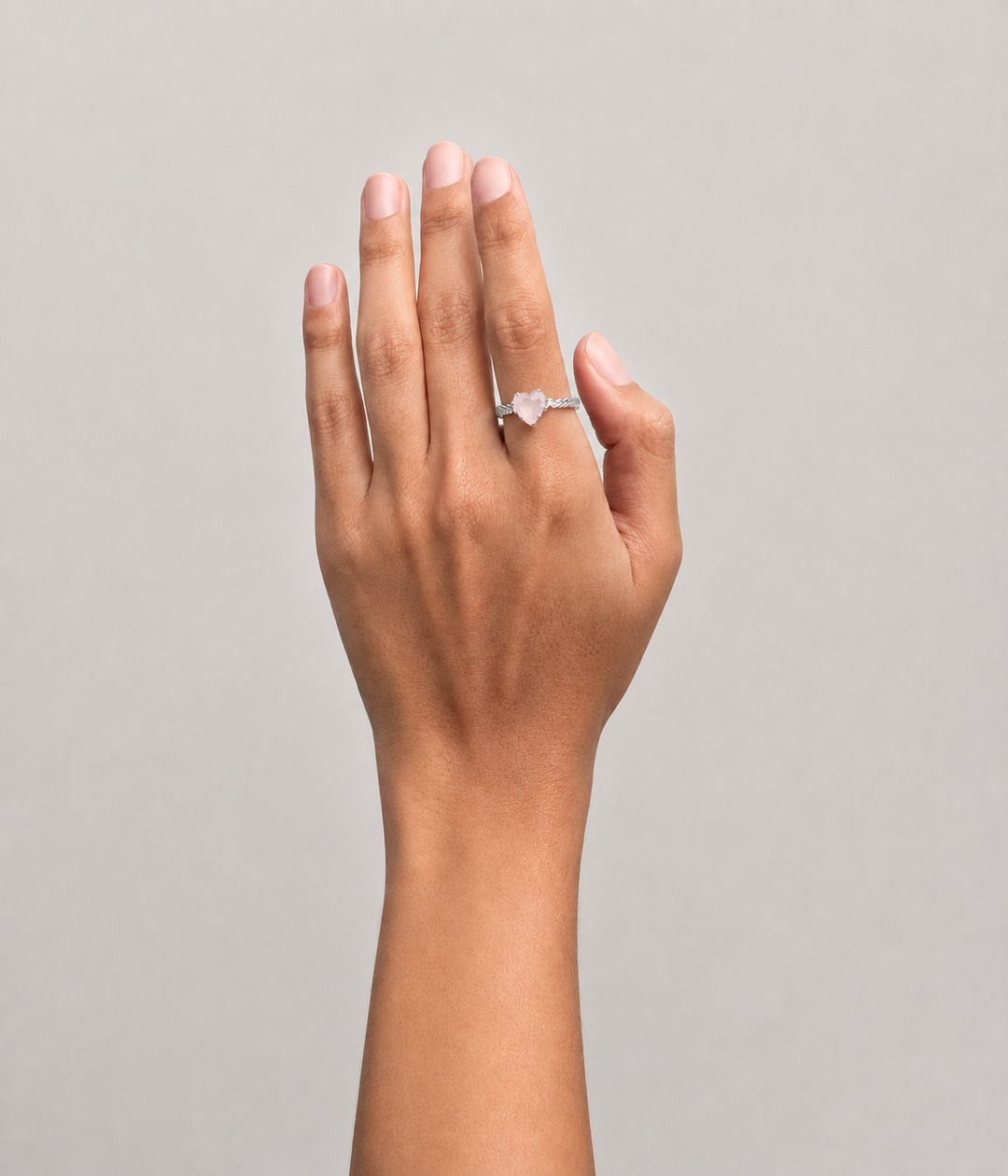 MINI LOVE CLAW RING - ROSE QUARTZ