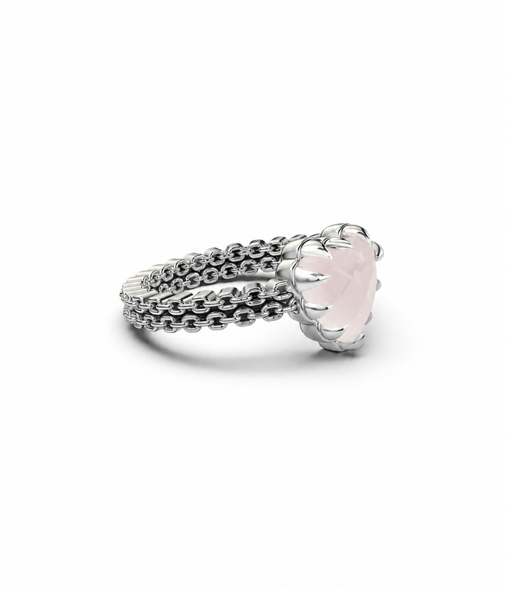MINI LOVE CLAW RING - ROSE QUARTZ
