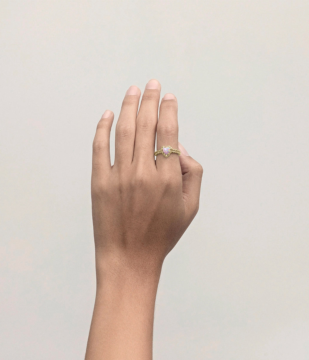 MINI LOVE CLAW RING - PINK BELLO OPAL - 18K GOLD VERMEIL