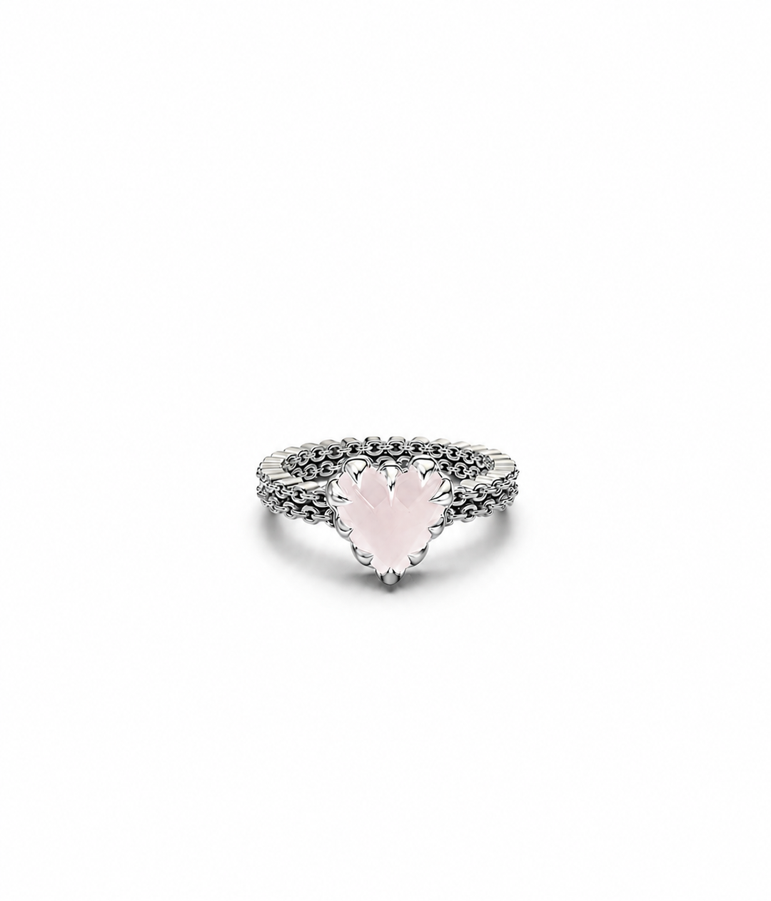 MINI LOVE CLAW RING - ROSE QUARTZ